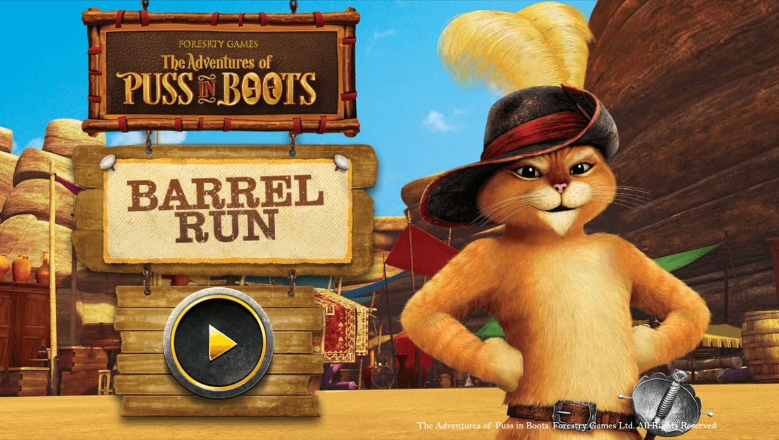 Puss in Boots Barrel Run: Professional Gaming Elite